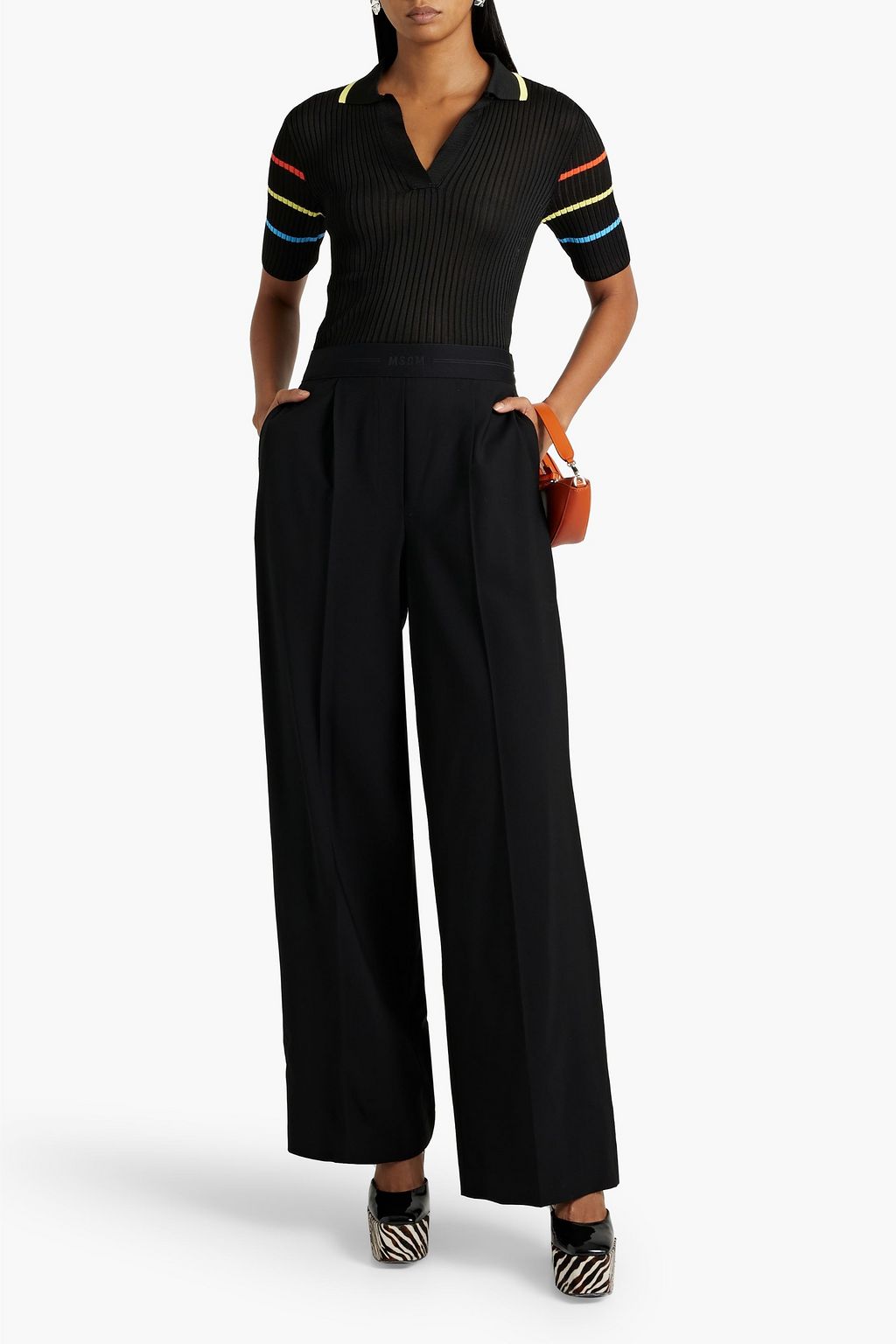 MSGM Grain de poudre wool-blend wide-leg pants