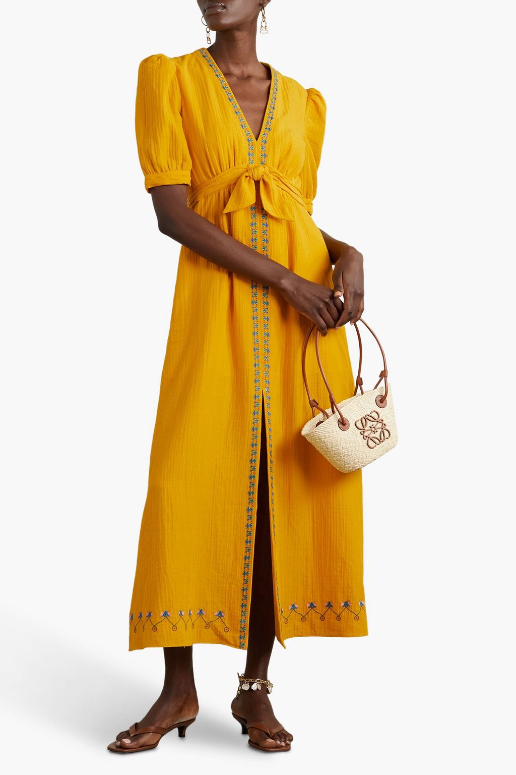 SALONI Jamie embroidered cottongauze maxi dress THE