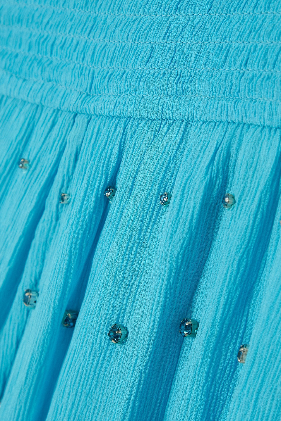 Retroféte Tiered Crystal-embellished Silk-georgette Gown In Turquoise