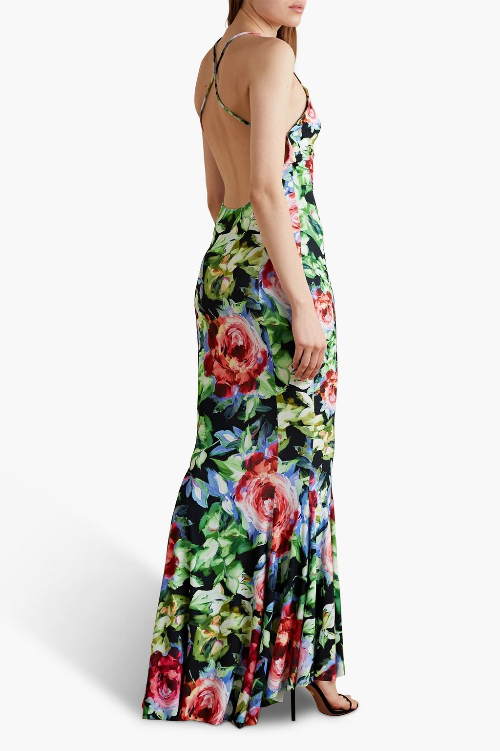 NORMA KAMALI Floral-print stretch-jersey slip dress