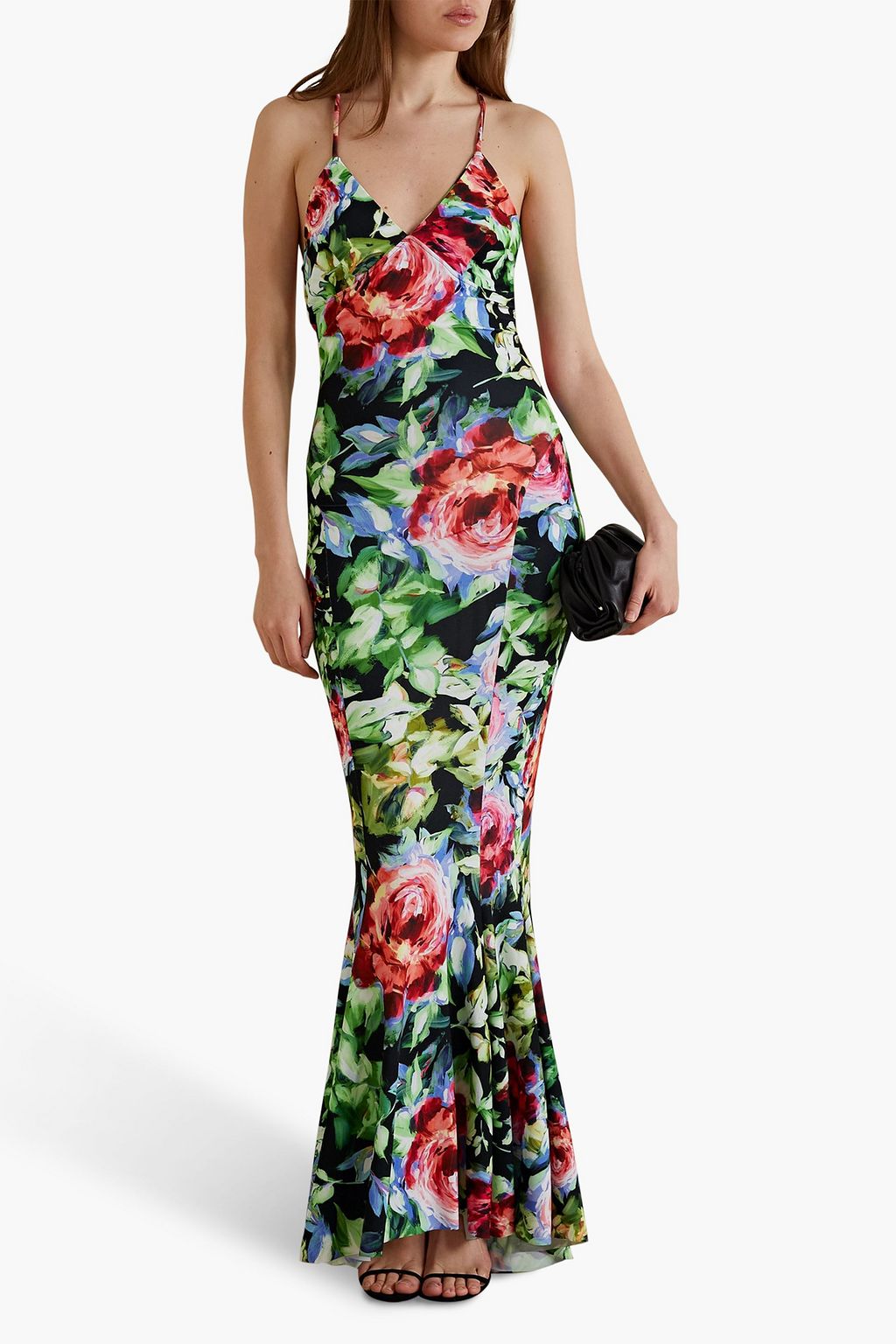 NORMA KAMALI Floral-print stretch-jersey slip dress