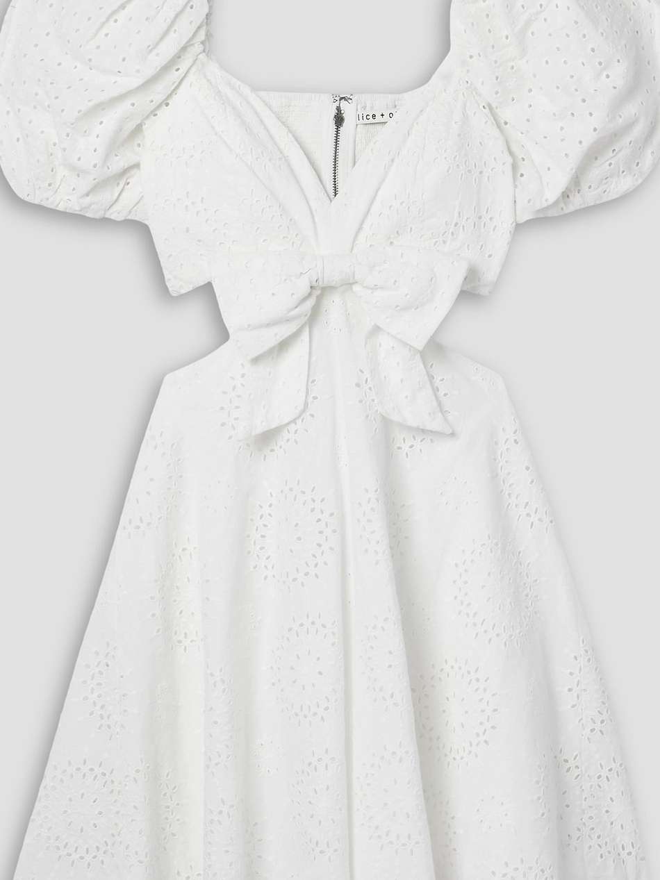 queenie cutout broderie anglaise cotton and linen-blend mini dress