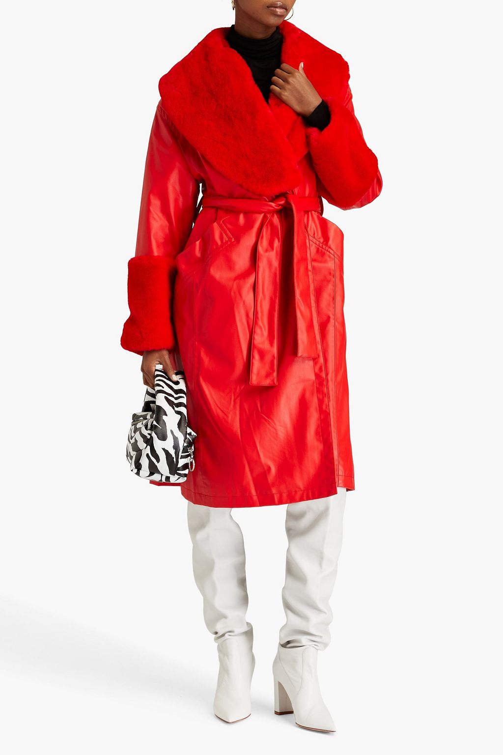 JAKKE Bailey belted faux leather coat