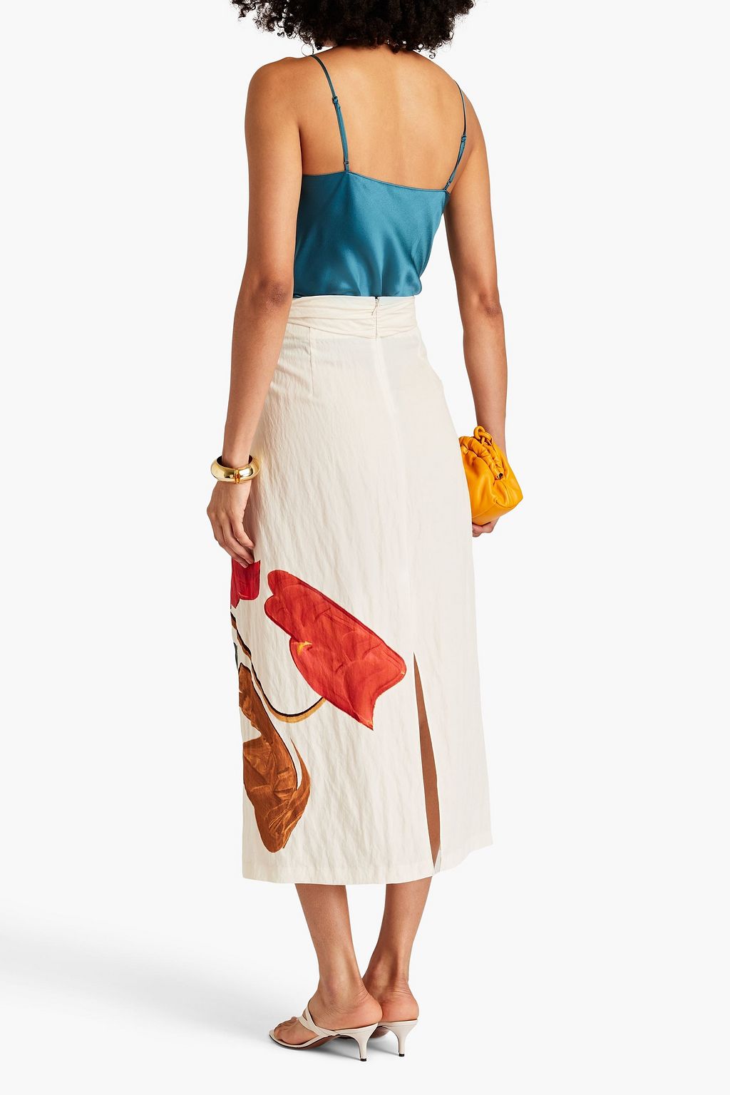 VINCE. Draped silk-satin camisole