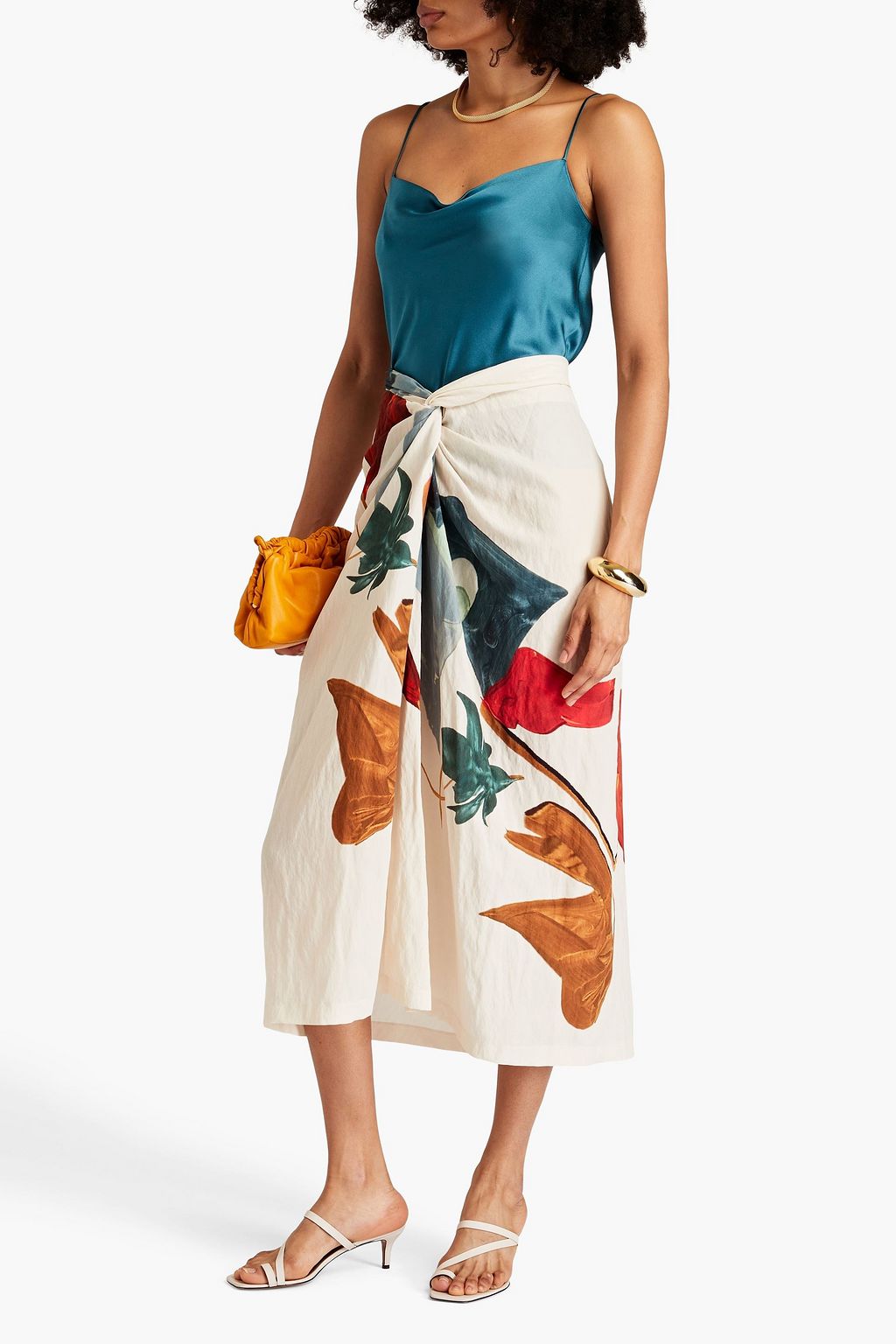 VINCE. Draped silk-satin camisole