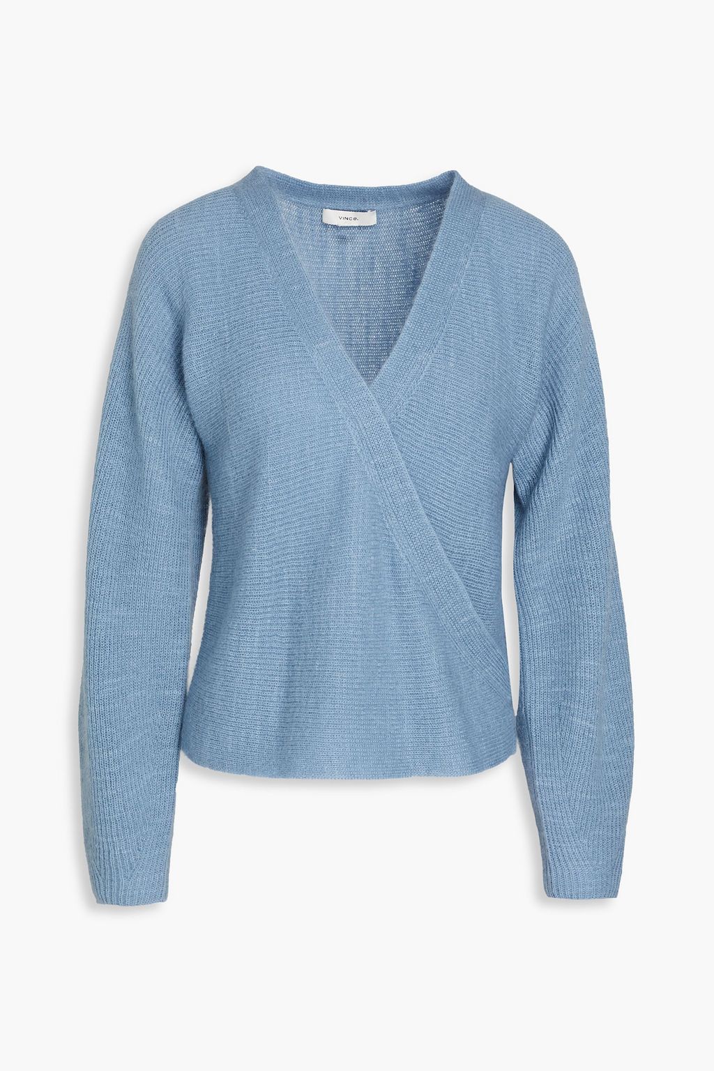 VINCE. Wrap effect ribbed knit sweater THE OUTNET