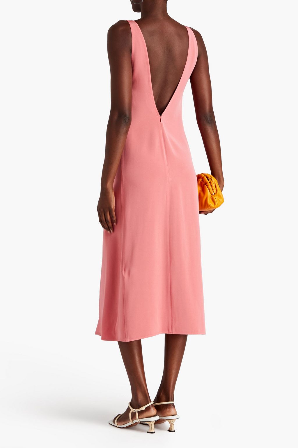 VICTORIA BECKHAM Pleated satin-crepe midi dress