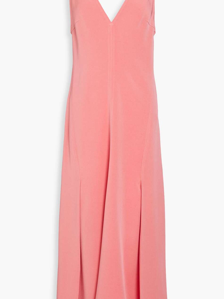pleated satin-crepe midi dress