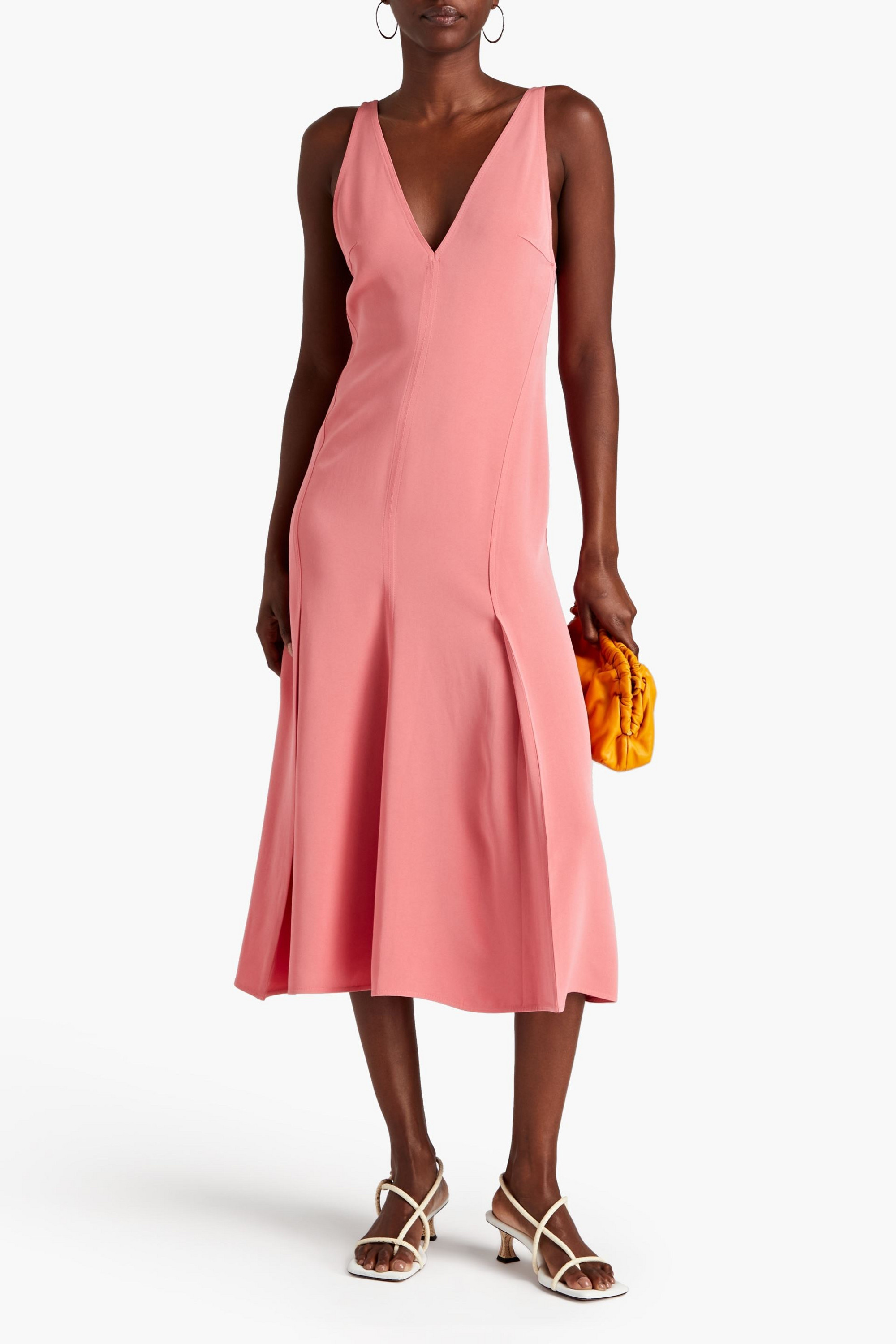 Victoria Beckham Pleated satin-crepe midi dress