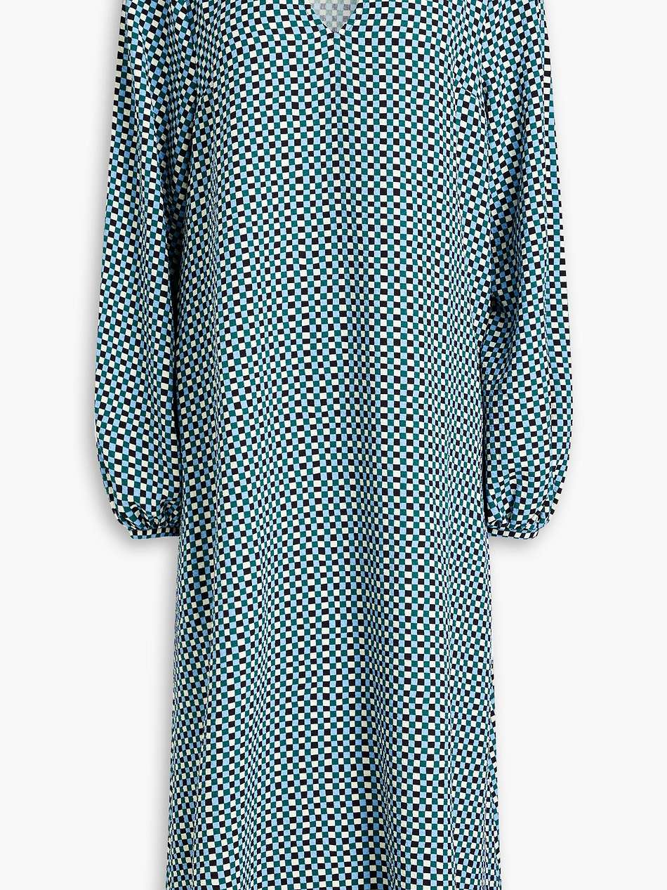 printed stretch-seersucker midi dress