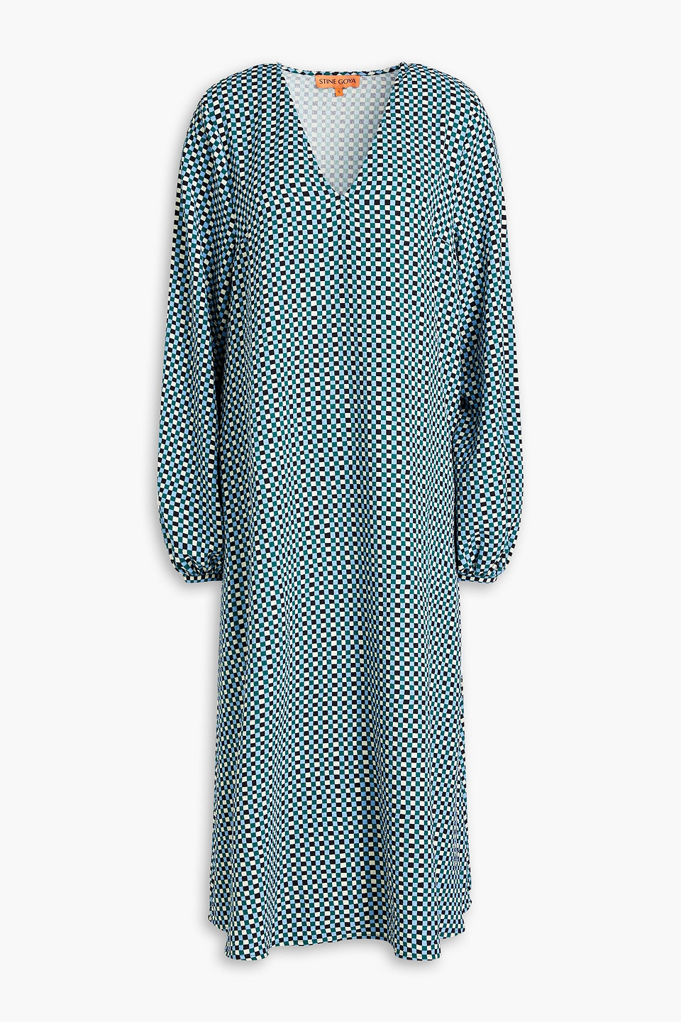 Stine Goya Midikleid Aus Stretch-seersucker Mit Print In Light Blue