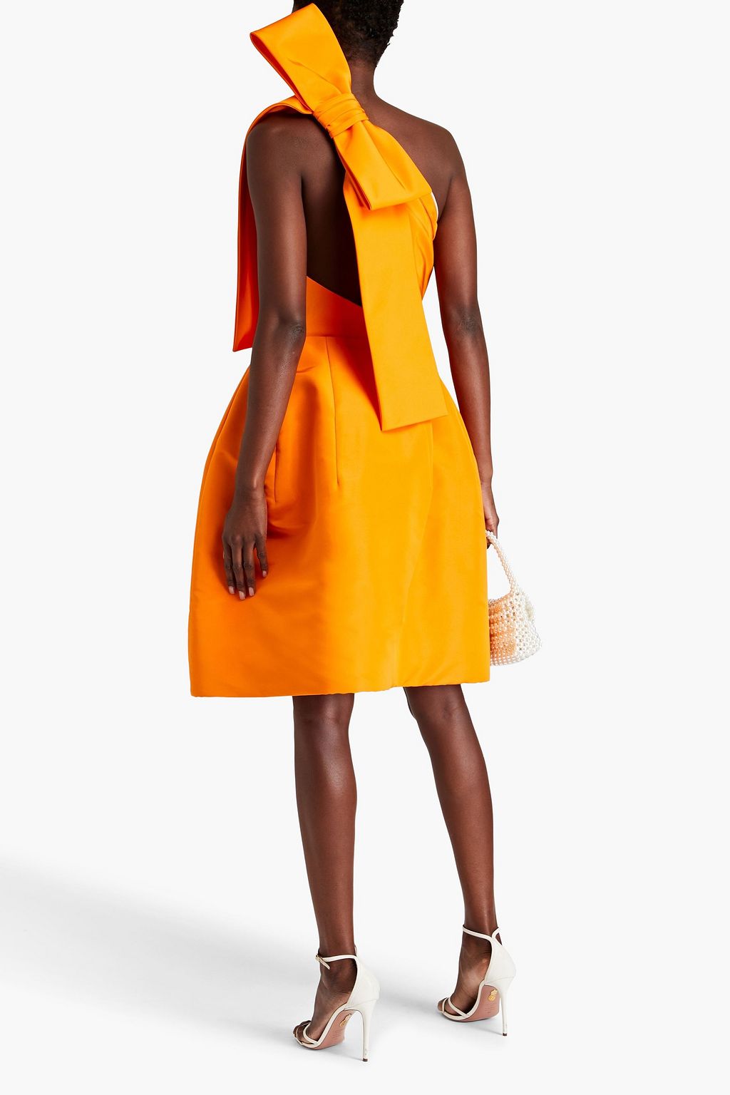 OSCAR DE LA RENTA Kleid aus Seiden-Faille mit Schleife und asymmetrischer Schulterpartie