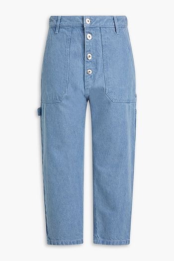 Marques'Almeida Feather-trimmed Denim Flared Jeans in Blue