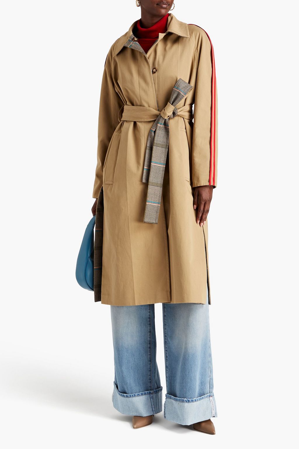 VICTORIA BECKHAM Checked houndstooth wool trench coat