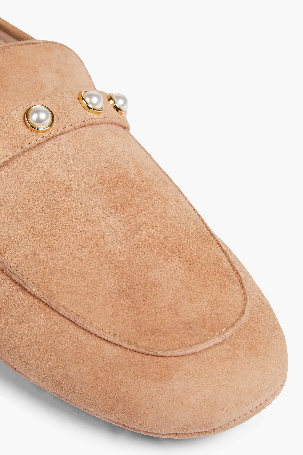 STUART WEITZMAN Loafers aus Veloursleder mit Kunstperlen