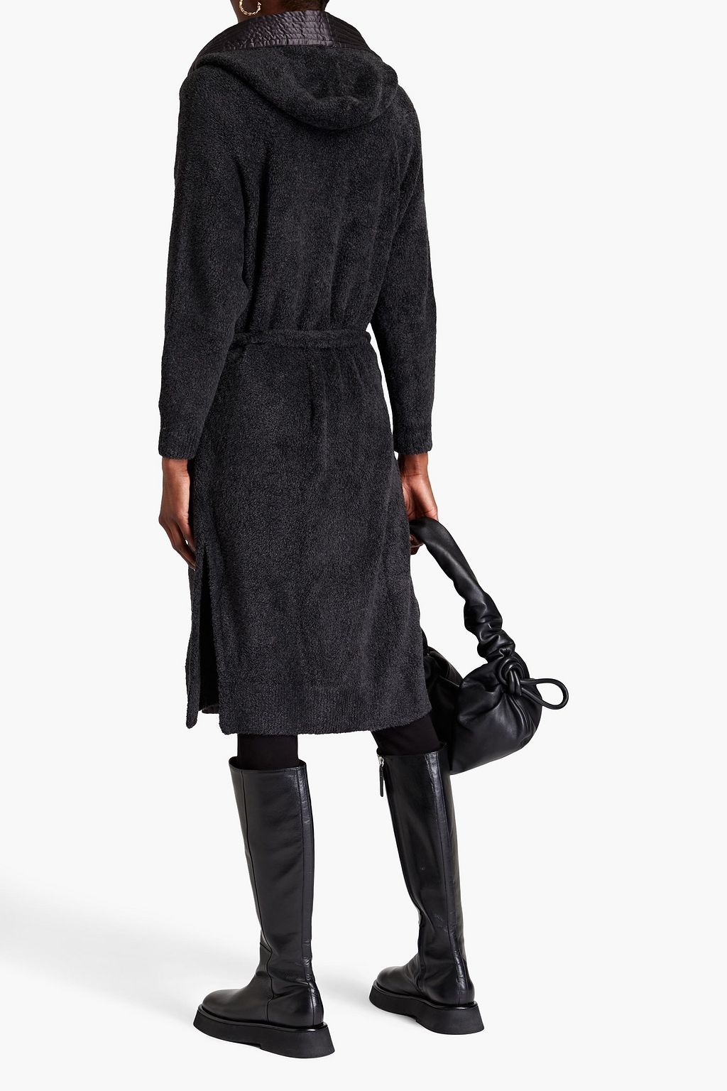 BRUNELLO CUCINELLI روب بقبعة محبوك بحواف من قماش عازل بحزام
