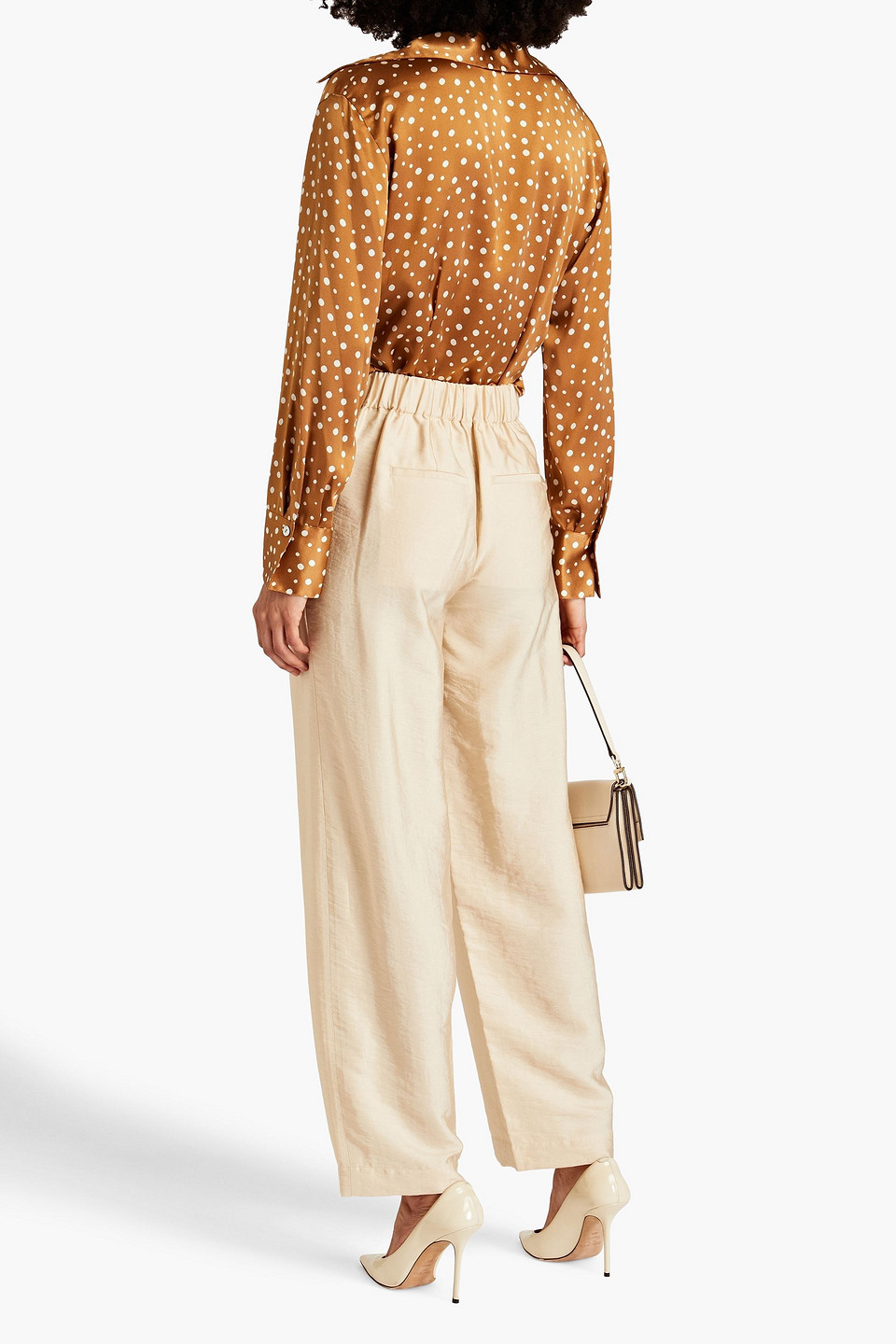 Vince Pleated Twill Wide-leg Pants In Ecru