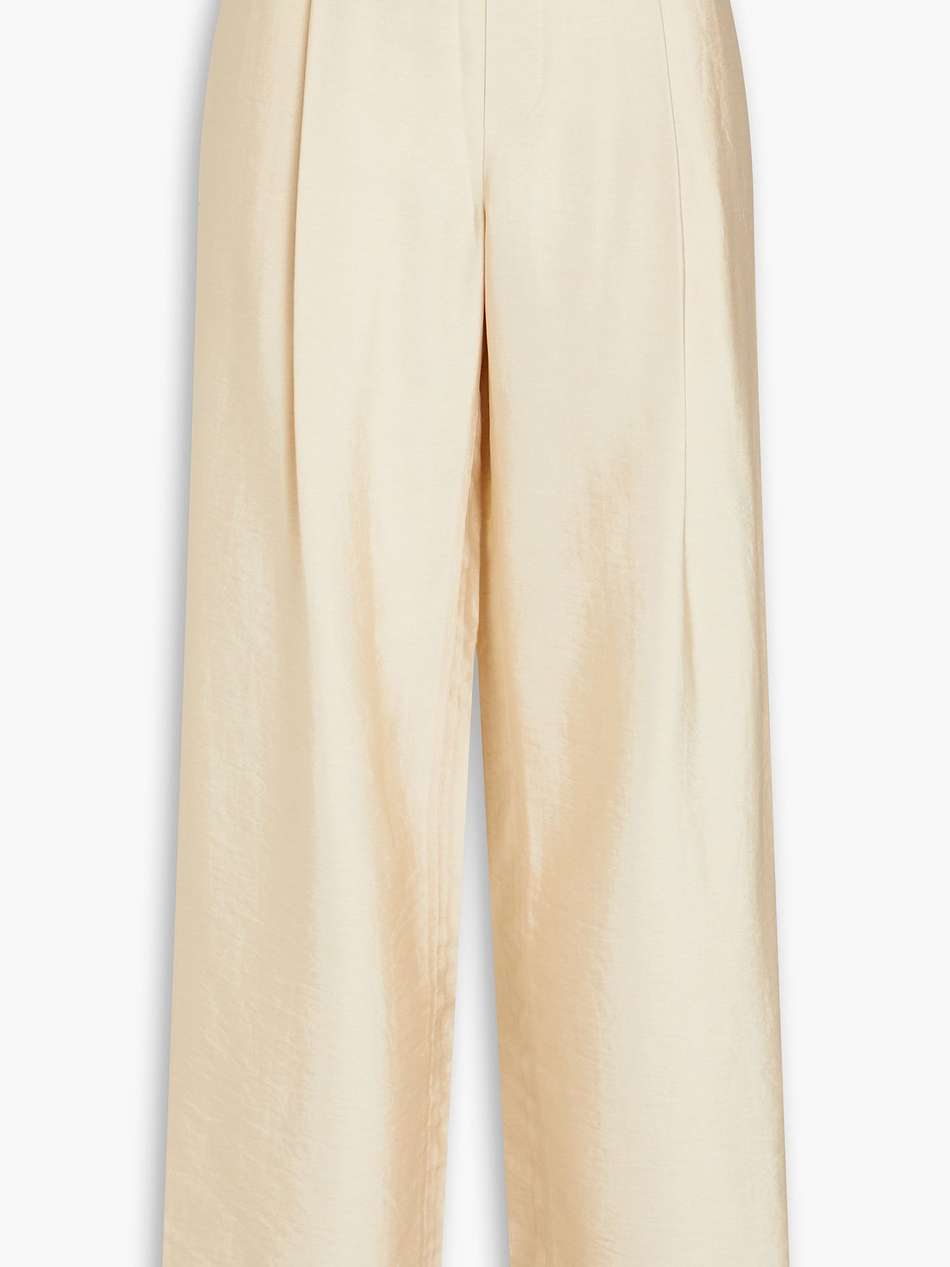 pleated woven wide-leg pants