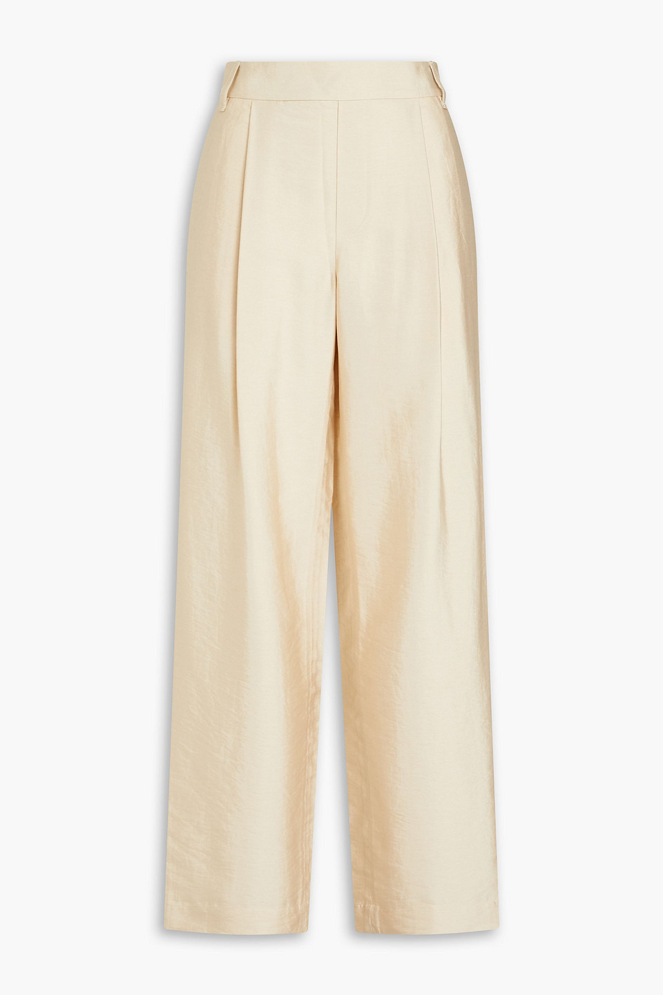 Vince Pleated Twill Wide-leg Pants In Ecru