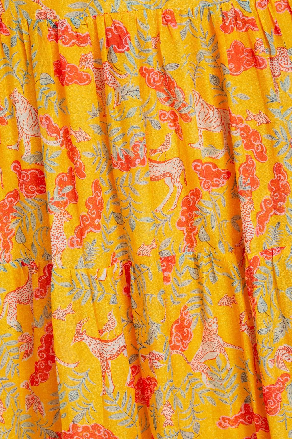 SALONI Jemma ruffled printed cotton and silk-blend maxi dress
