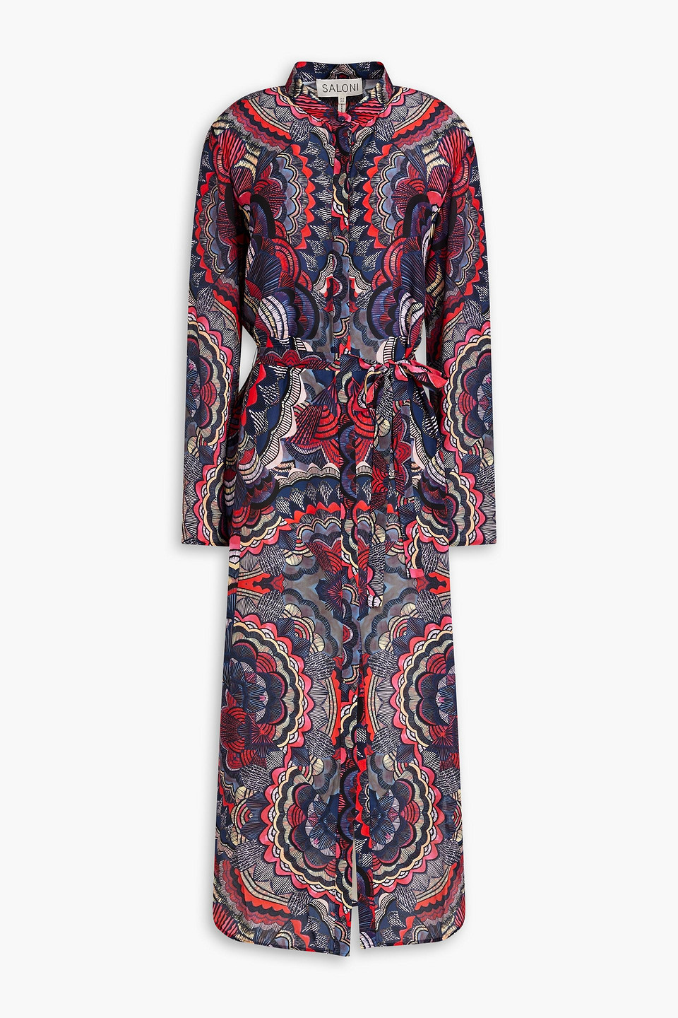 Saloni Molly Printed Silk Crepe De Chine Midi Shirt Dress In Multi