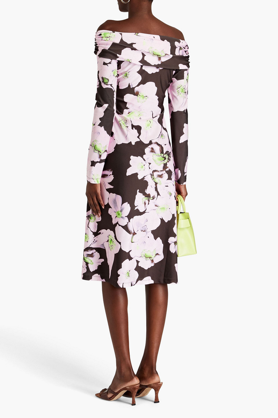 Shop Stine Goya Fay Off-the Shoulder Floral-print Jersey Dress In Pink