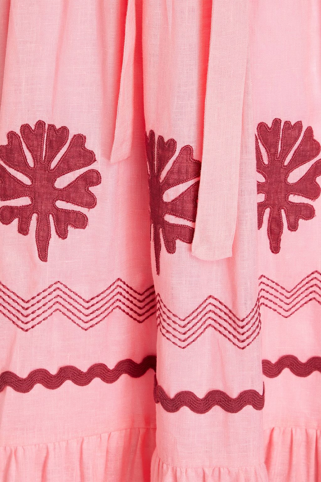 SALONI Alexia embroidered linen midi dress