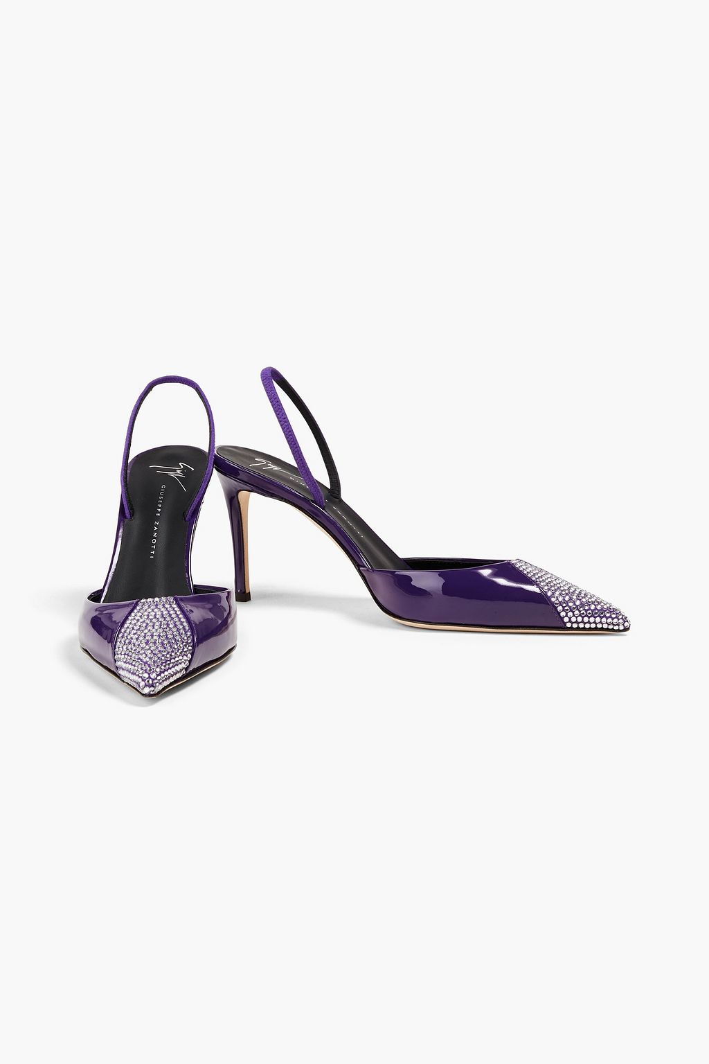GIUSEPPE ZANOTTI Crystal-embellished patent-leather pumps