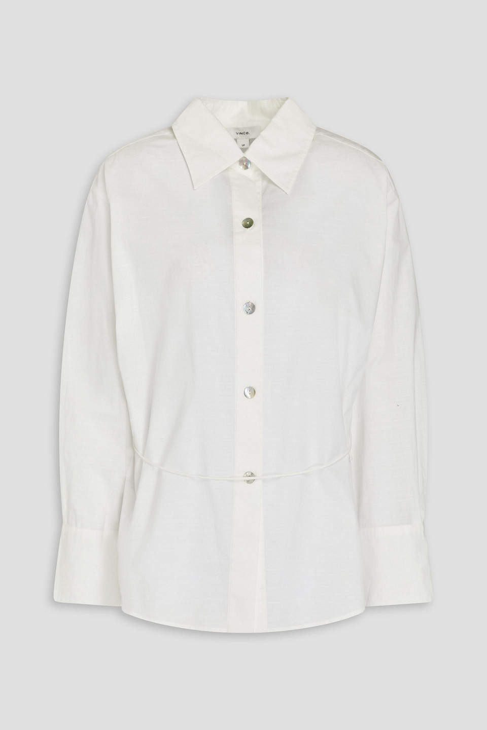 Vince Belted Cotton Shirt In White