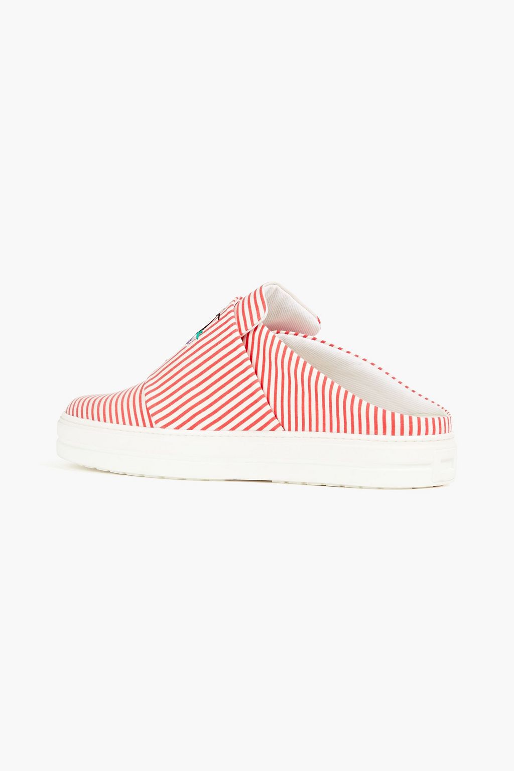 ROGER VIVIER Embroidered striped canvas slip-on sneakers