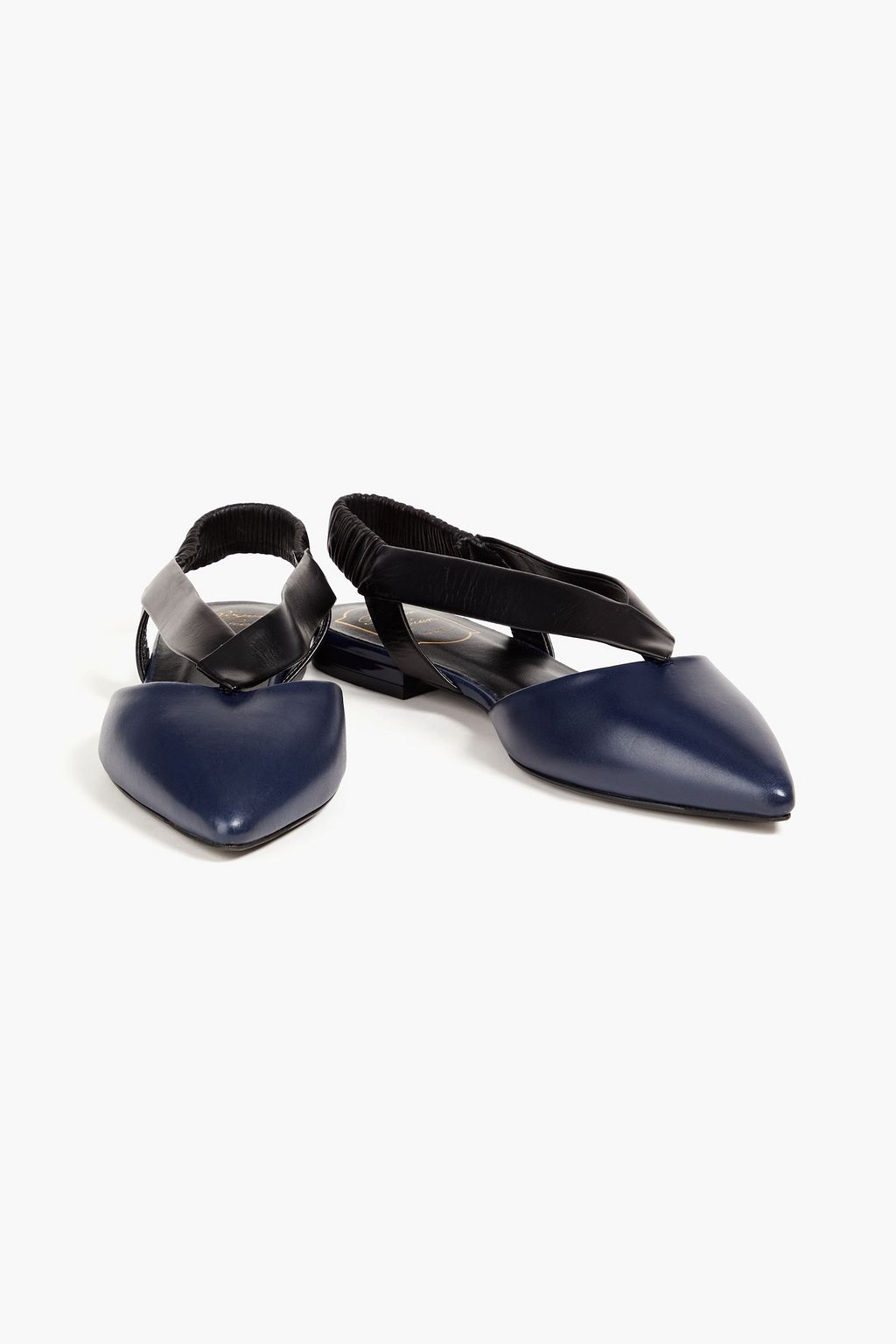 ROGER VIVIER レザー スリングバック ポインテッドトゥ フラットシューズ バイカラー