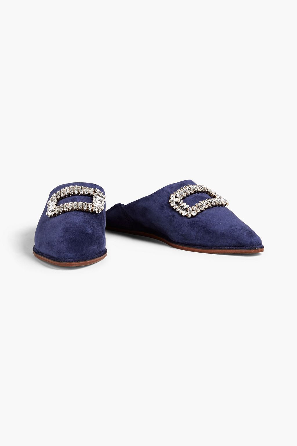ROGER VIVIER Bab crystal-embellished suede slippers