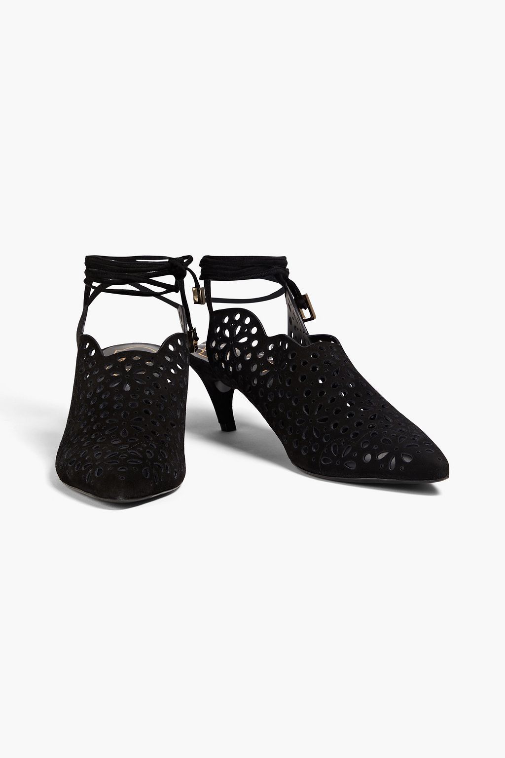 ROGER VIVIER Laser-cut suede pumps