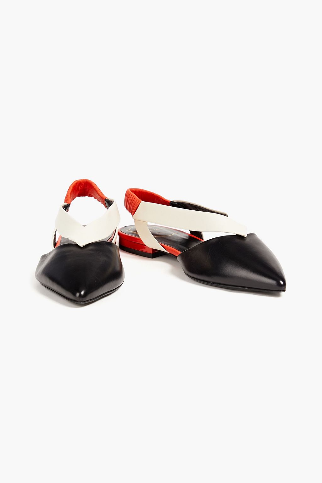 ROGER VIVIER Two-tone leather slingback point-toe flats