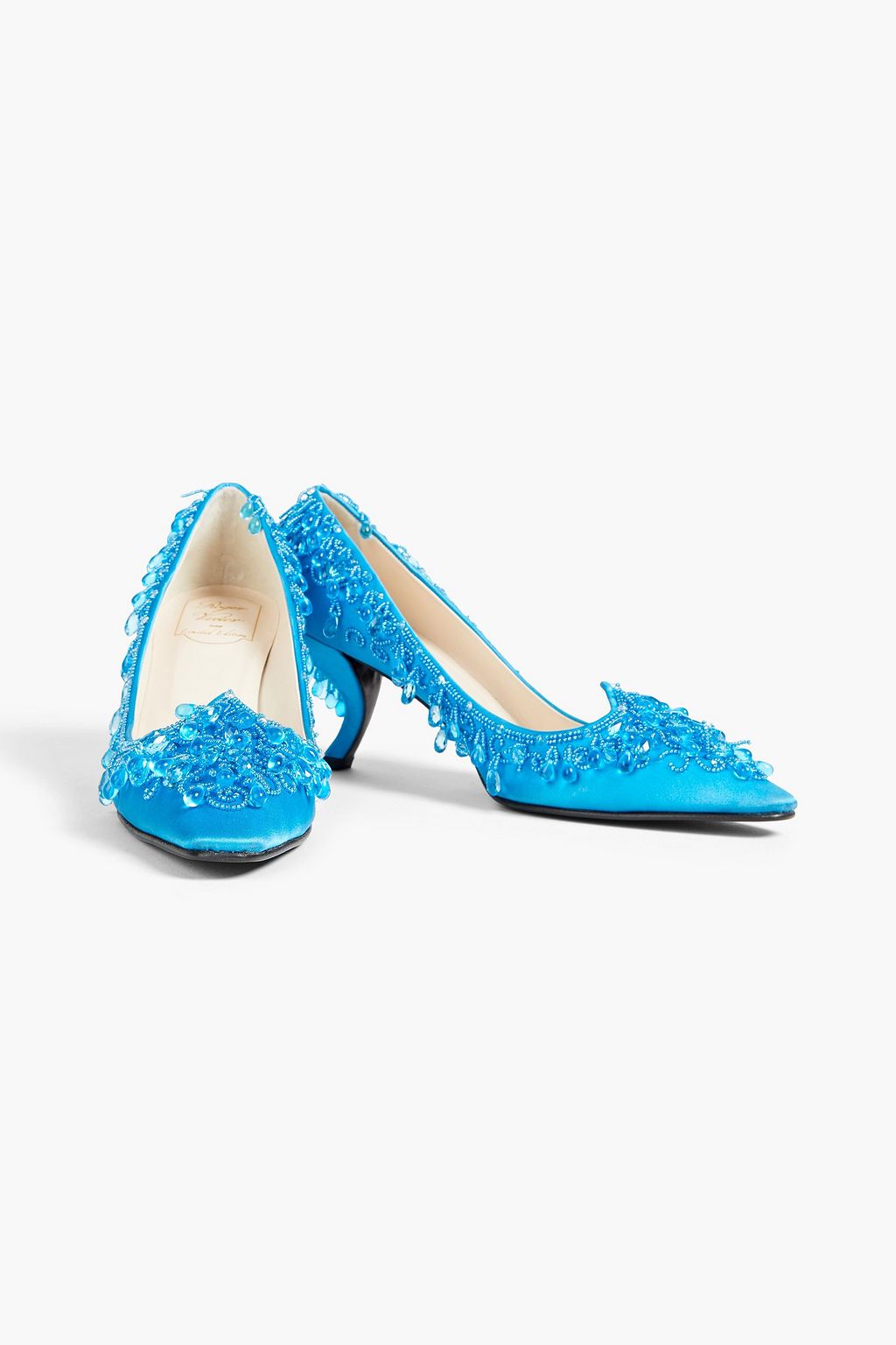 ROGER VIVIER Virgule bead-embellished satin pumps