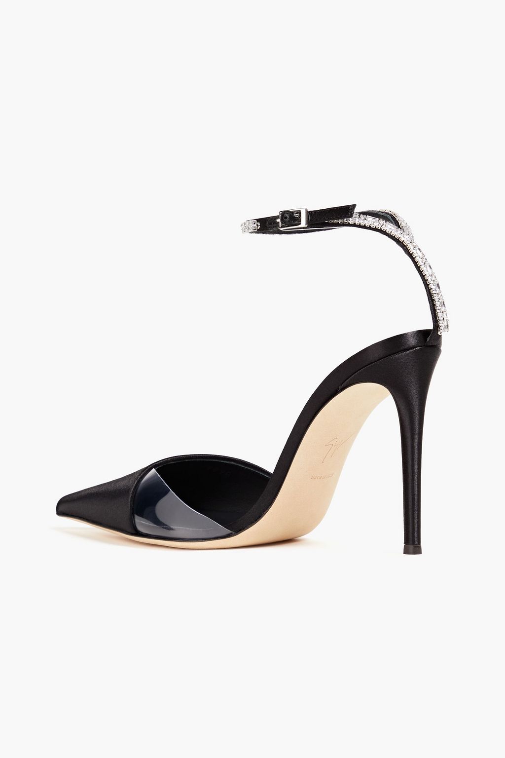 GIUSEPPE ZANOTTI حذاء بامب من الساتان مزين بالكريستال