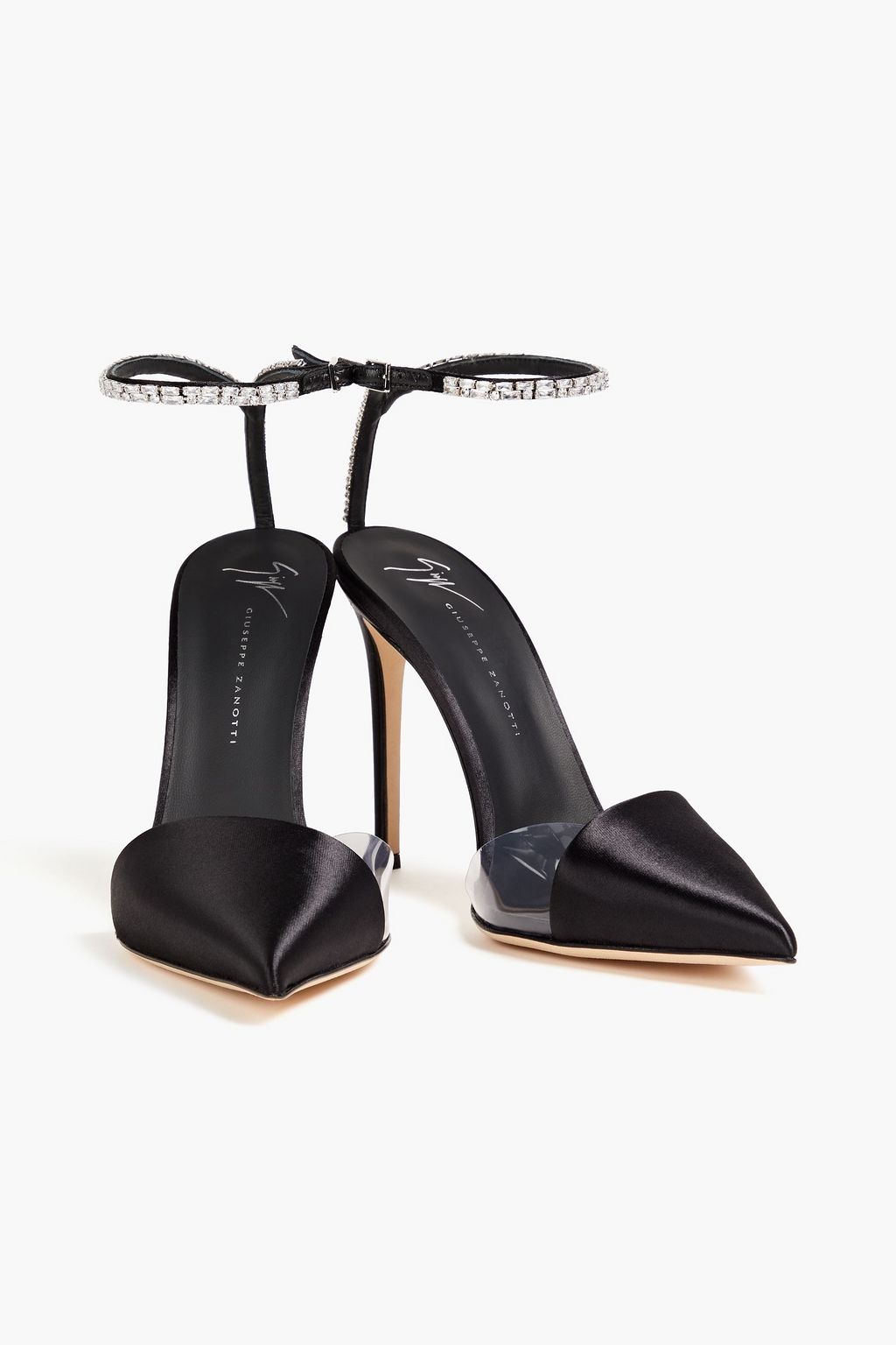 GIUSEPPE ZANOTTI حذاء بامب من الساتان مزين بالكريستال