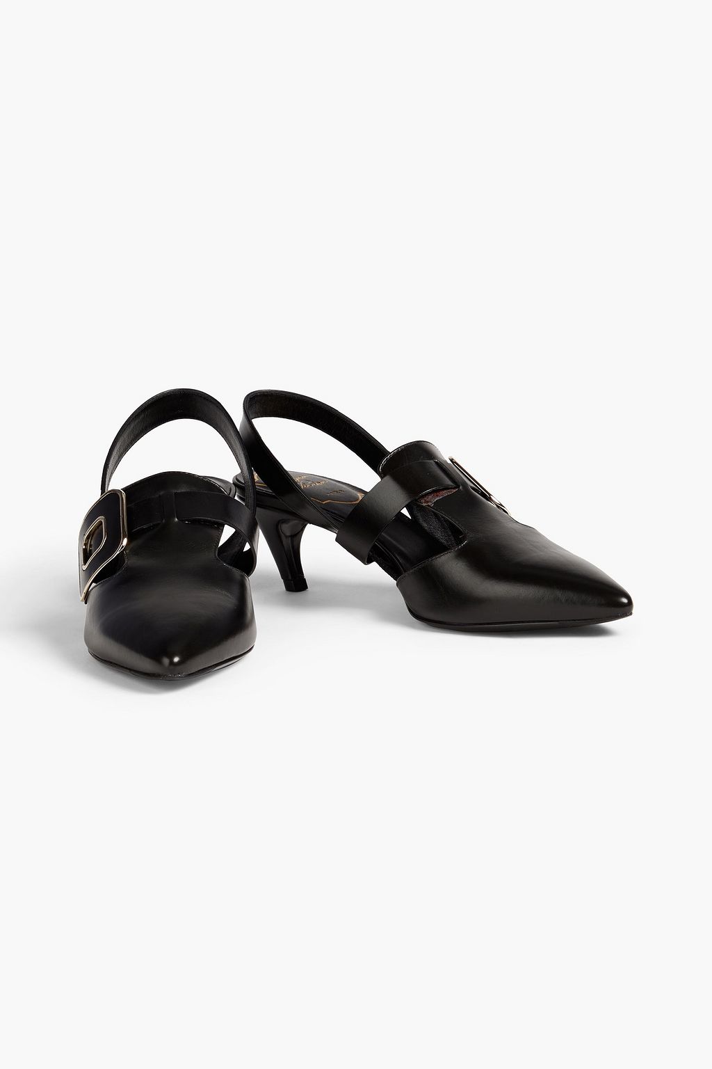 ROGER VIVIER Buckle-embellished leather slingback pumps