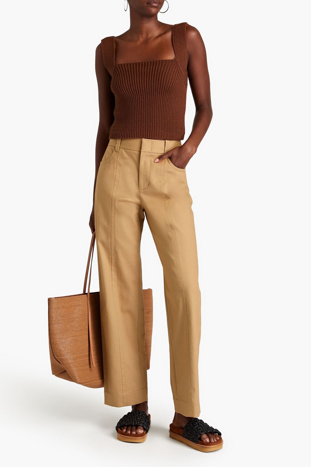 VINCE. Stretch-cotton wide-leg pants