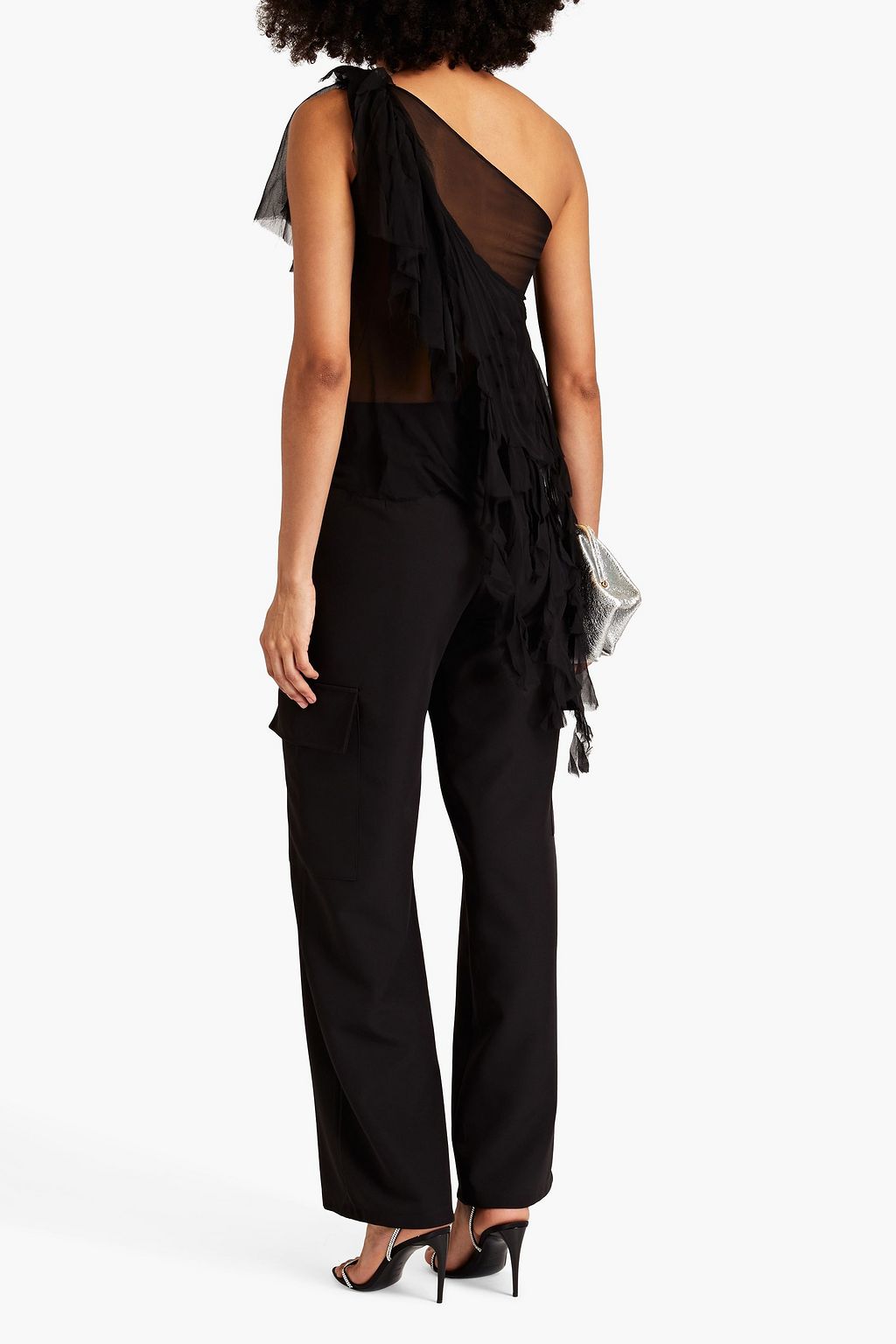 MARQUES' ALMEIDA One-shoulder draped silk-chiffon top