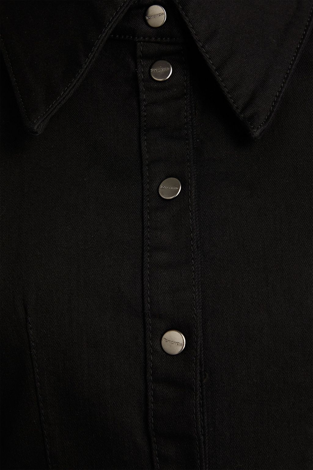 TOMORROW DENIM Brown gathered denim mini shirt dress
