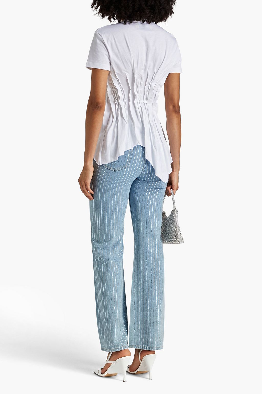 MARQUES' ALMEIDA Asymmetrisches T-Shirt aus Baumwoll-Jersey mit Biesen