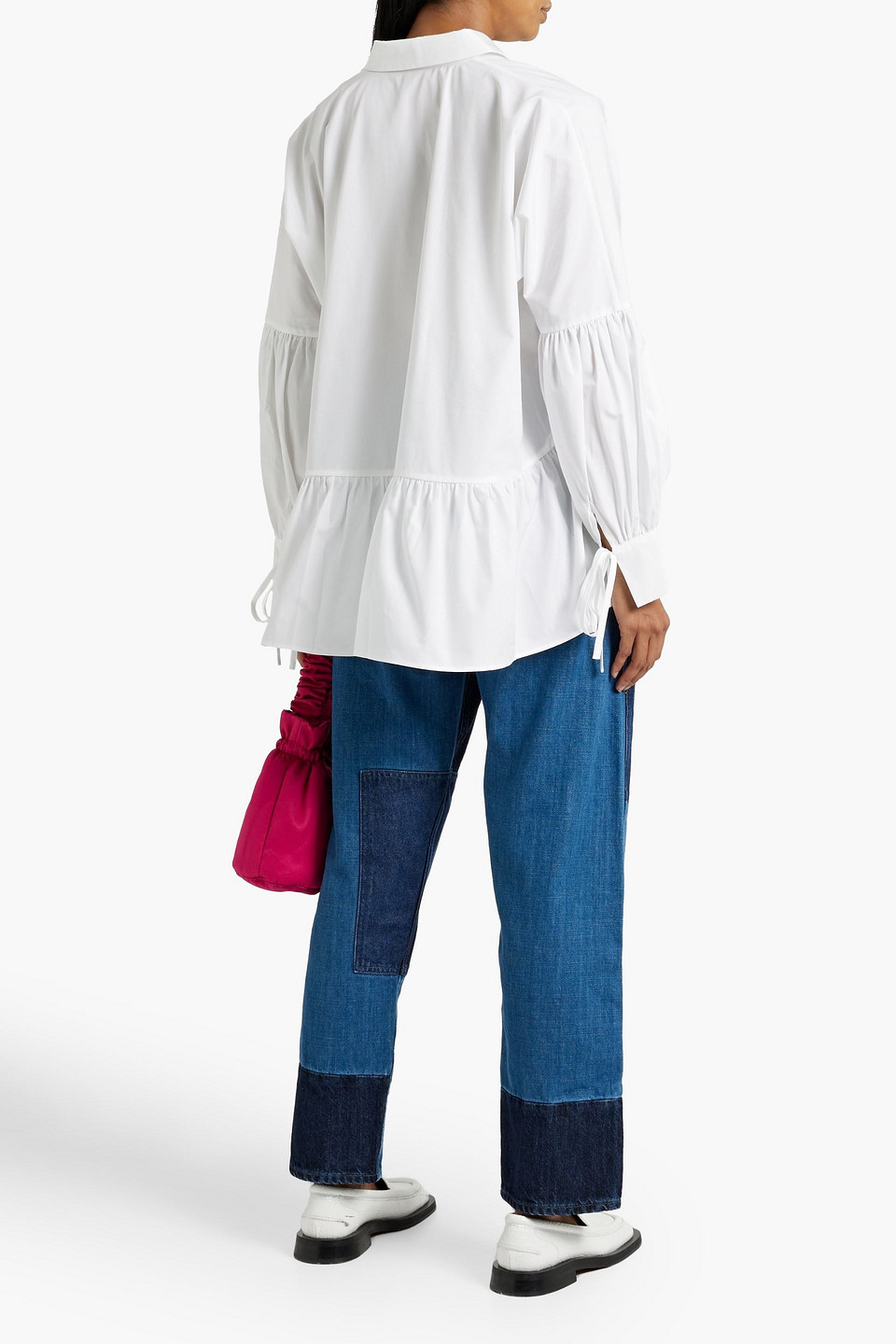 Shop Cecilie Bahnsen Andrea Gathered Cotton-poplin Blouse In White