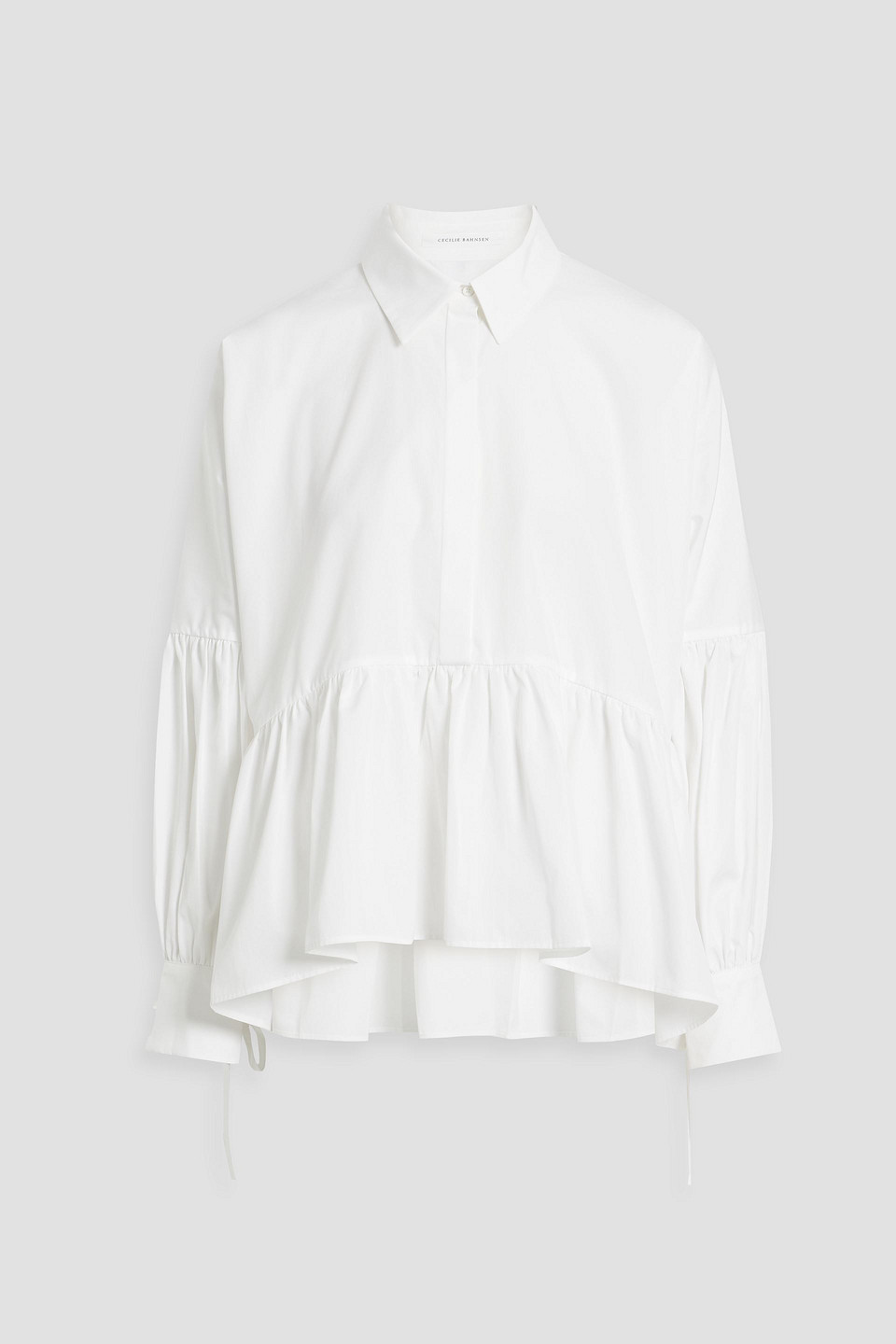 Shop Cecilie Bahnsen Andrea Gathered Cotton-poplin Blouse In White