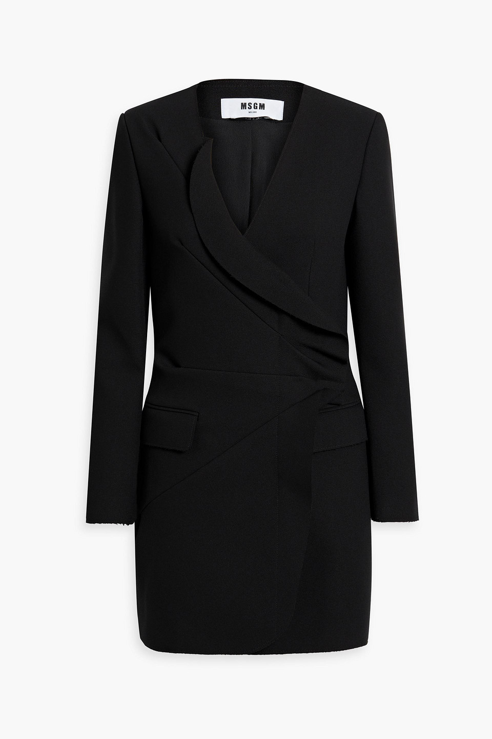 Msgm Ruffled Crepe Mini Dress In Black
