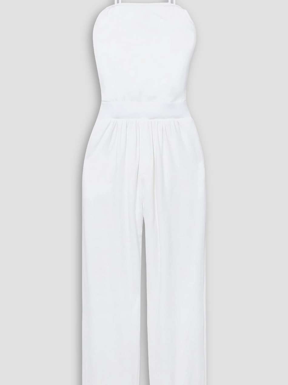 gathered stretch pima cotton-jersey jumpsuit