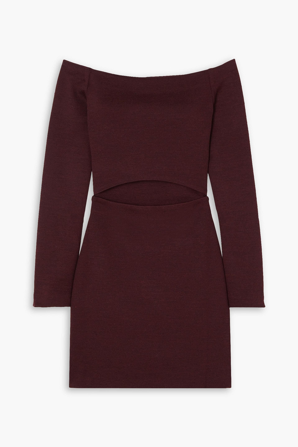 Gauchère Off-the-shoulder Cutout Wool Mini Dress In Burgundy