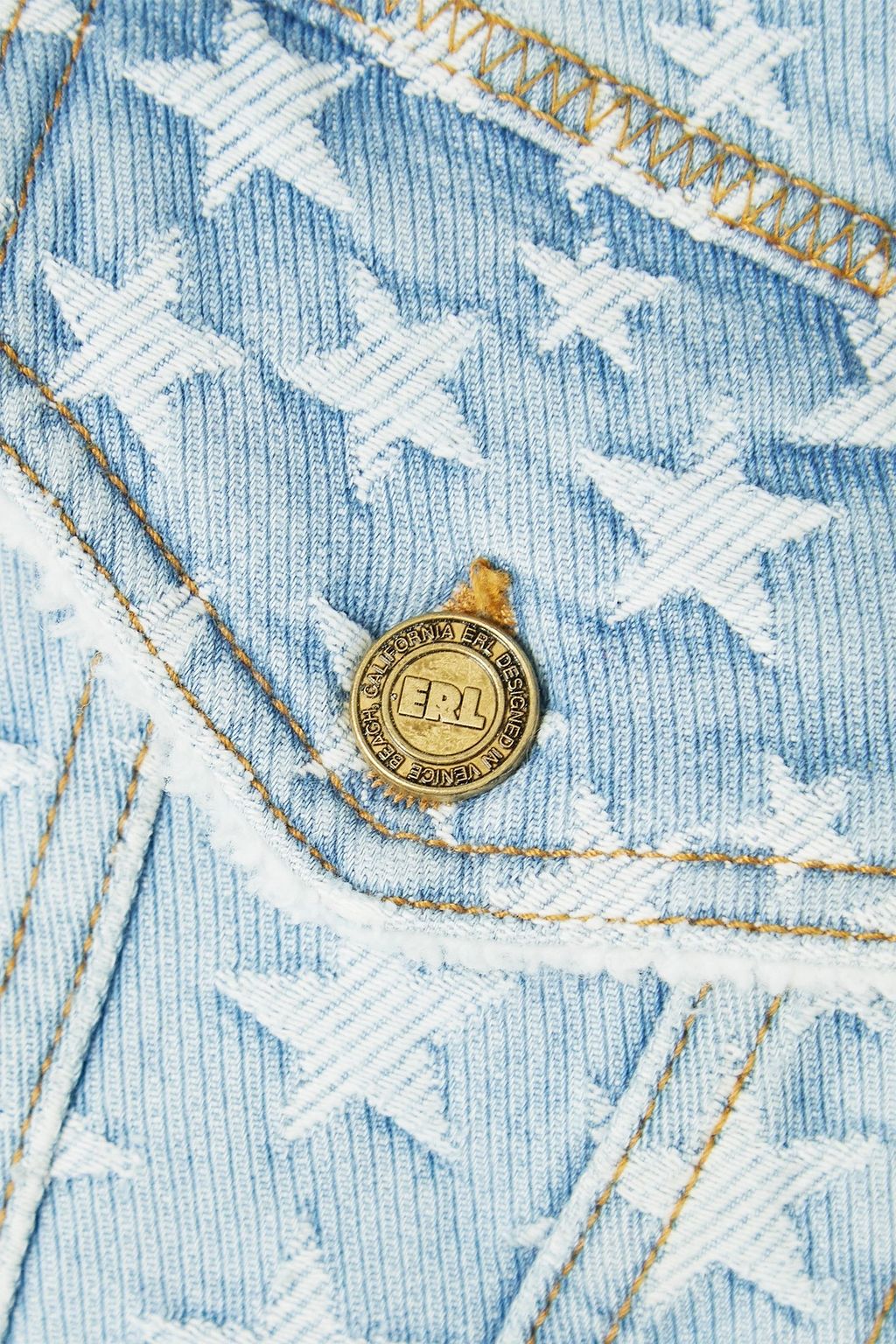 ERL Faux shearling-trimmed denim-jacquard jacket