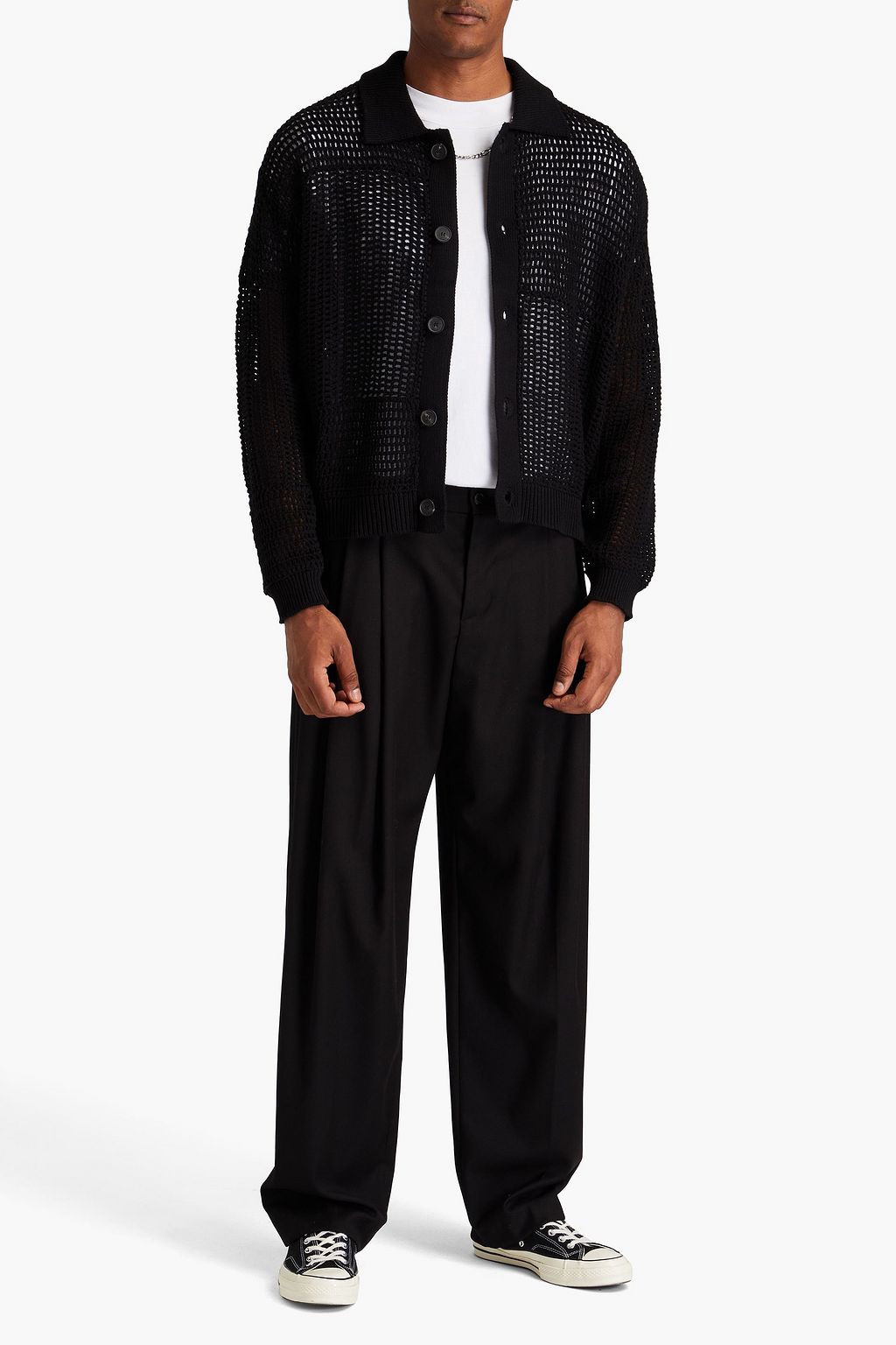 FRAME Crochet-knit cotton cardigan