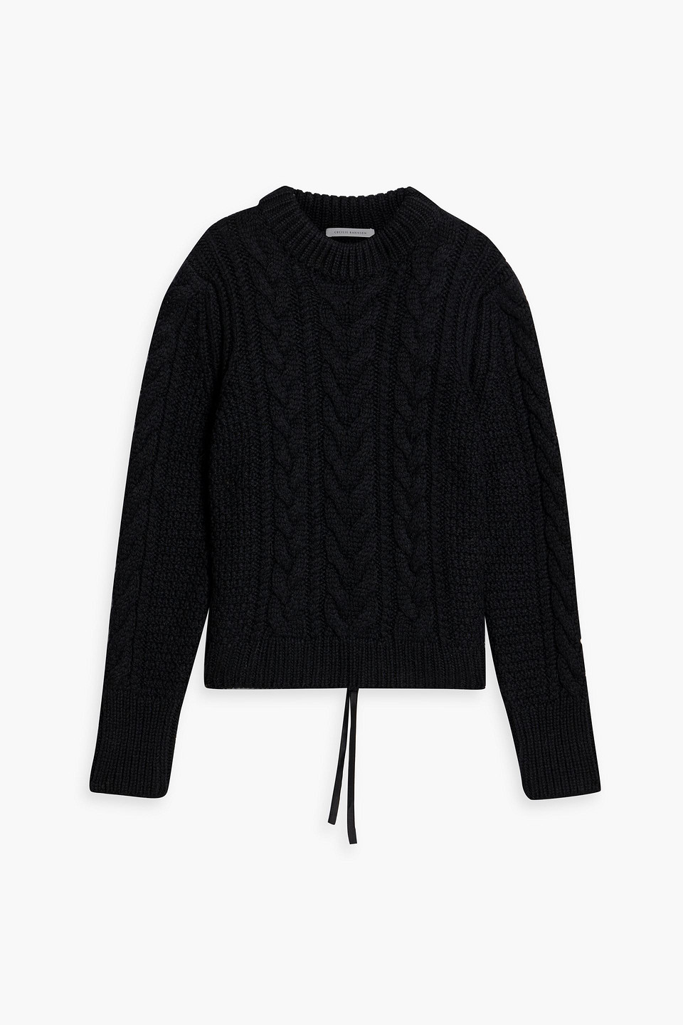 Shop Cecilie Bahnsen Cutout Cable-knit Wool And Alpaca-blend Sweater In Black